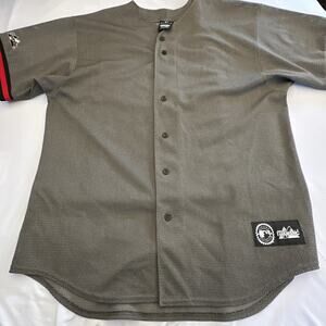 Majestic Shirt Mens Gray Fits XL Mesh Jersey Blank Athletic Button Up